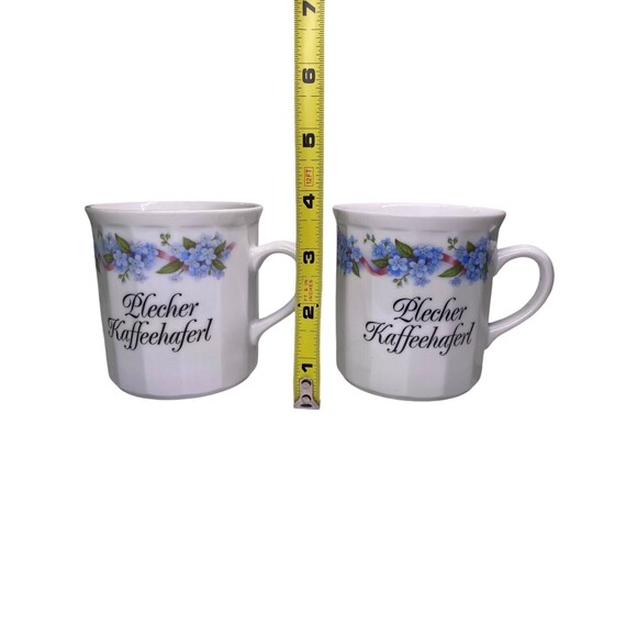 Set Of 2 German Coffee Mug Plecher Kaffeehaferl White With Floral Print Germany - Picture 8 of 9